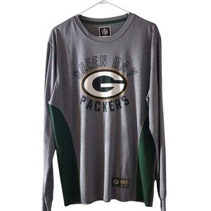 Green Bay Packers Mens Shirt Large Gray Green Long Sleeve Pullover NFL